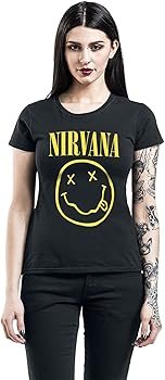 Amazon.com: Nirvana Men's Smile Face Logo Slim Fit T-Shirt Medium